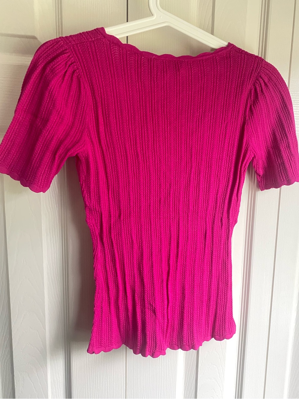 NWT Sezane Cloe Jumper Fitted Rib Knit Top in Fuchsia Pink Size S - Picture 9 of 11